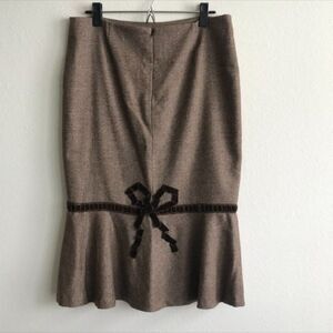 Luisa Beccaria Brown Tweed Wool Midi Skirt 44 / 8 US